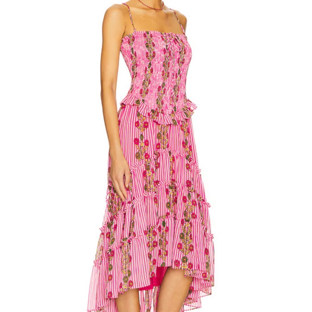 FREE PEOPLE
NWOT Free People Alejandra
Square Neck Midi Dress hot pink combo